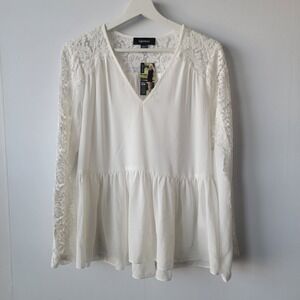 karen kane women's lace peplum topsize M v-Neck Romantic Boho clean girl